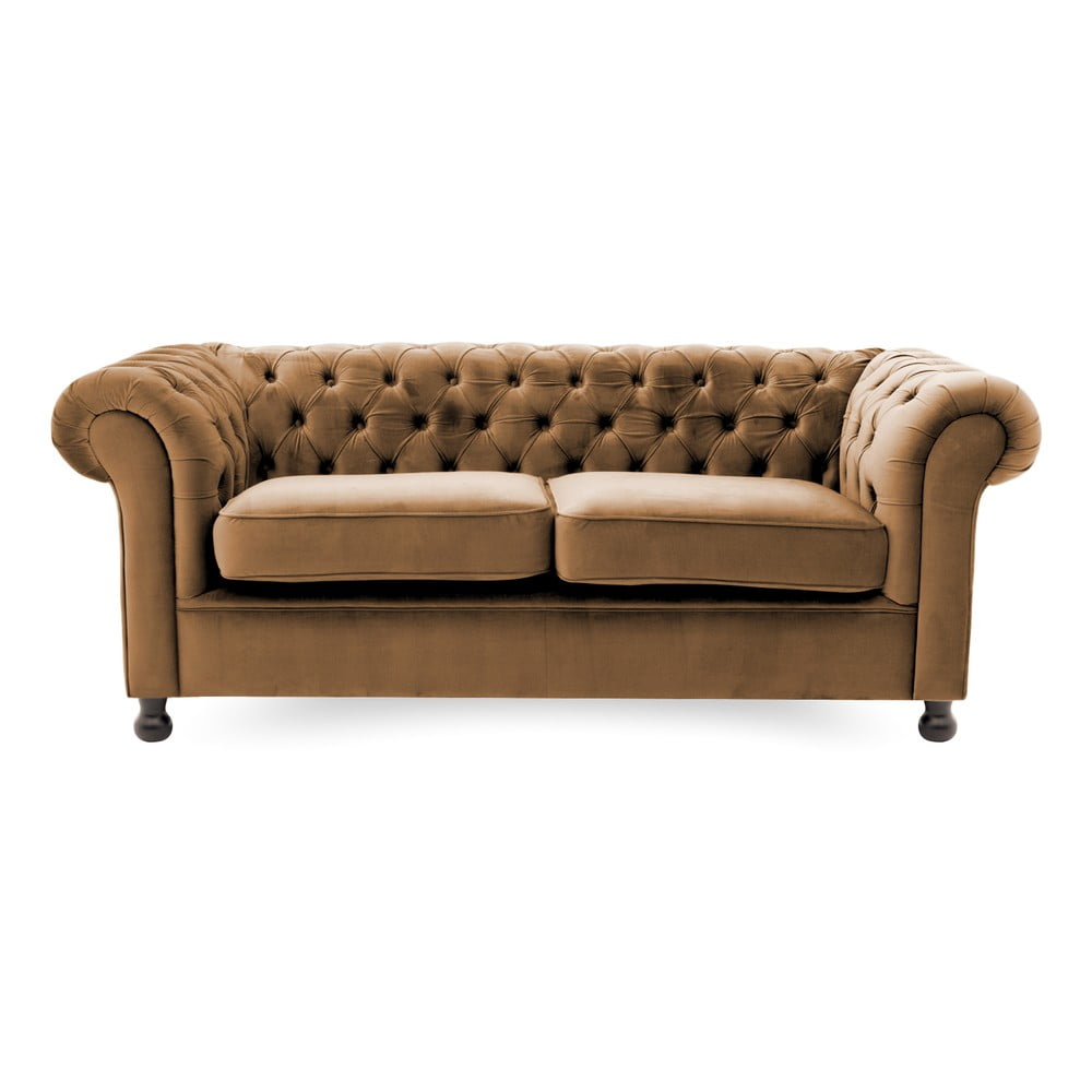 Brązowa sofa Vivonita Chesterfield, 195 cm