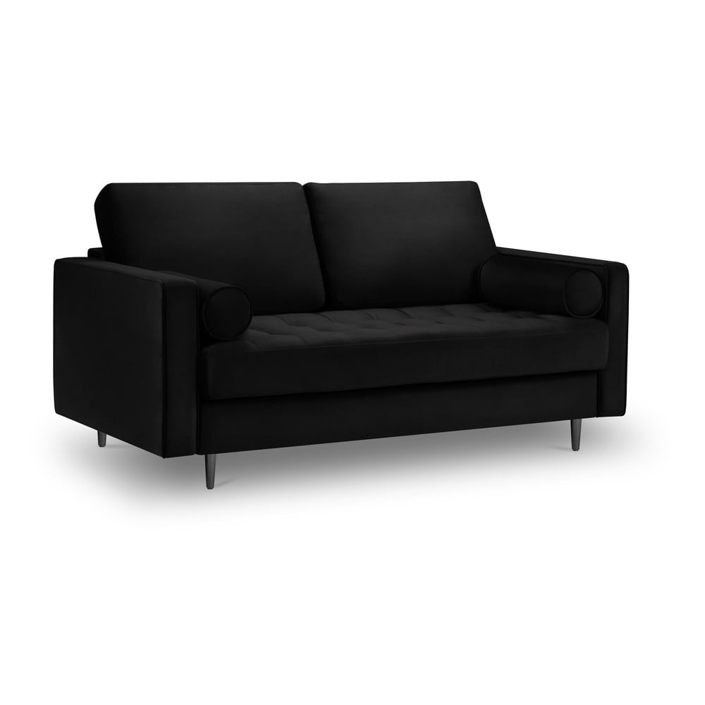 Czarna aksamitna sofa Milo Casa Santo, 174 cm