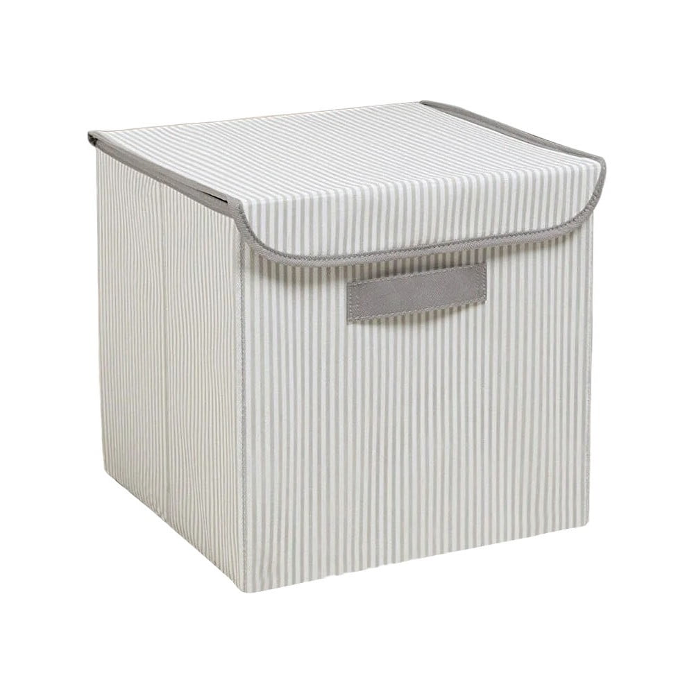 Szary tekstylny pojemnik z pokrywką 30x30x30 cm – Mioli Decor