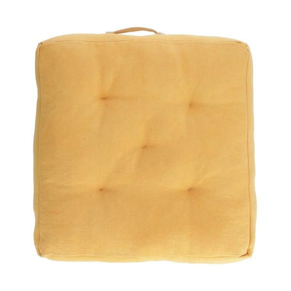 Żółta bawełniana poduszka na krzesło Kave Home Sarit, 60x60 cm