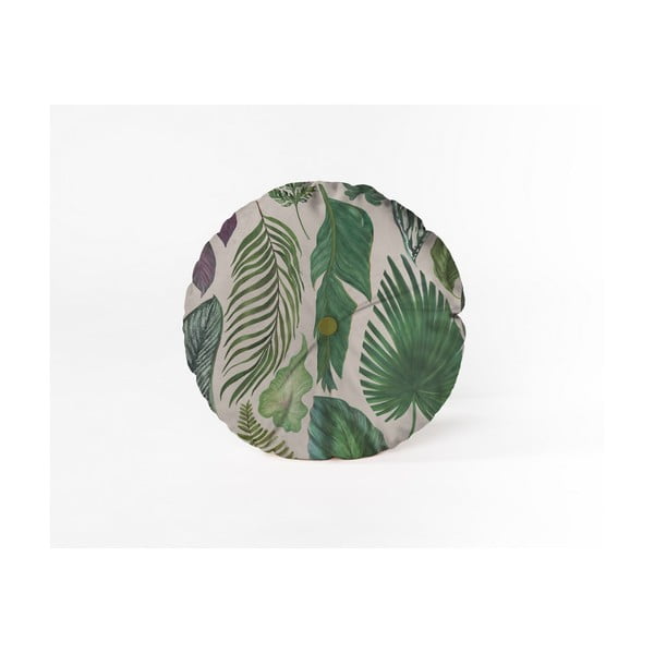Okrągła poduszka dekoracyjna z aksamitnym obiciem Velvet Atelier Leaves, ⌀ 45 cm