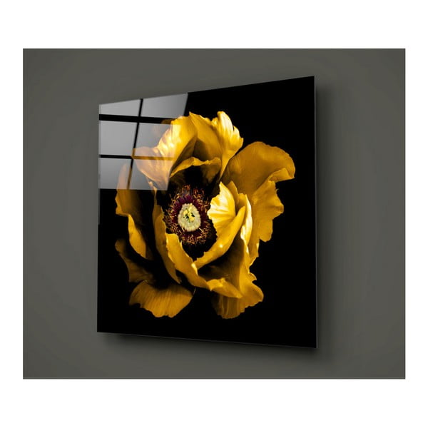 Czarno-żółty obraz szklany Insigne Rustenna, 40x40 cm
