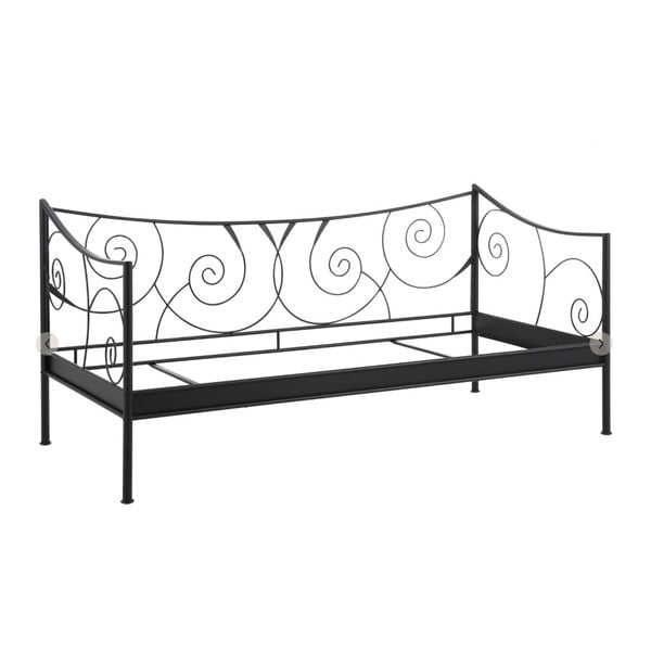 Czarne łóżko metalowe Støraa Isabelle, 90x200 cm