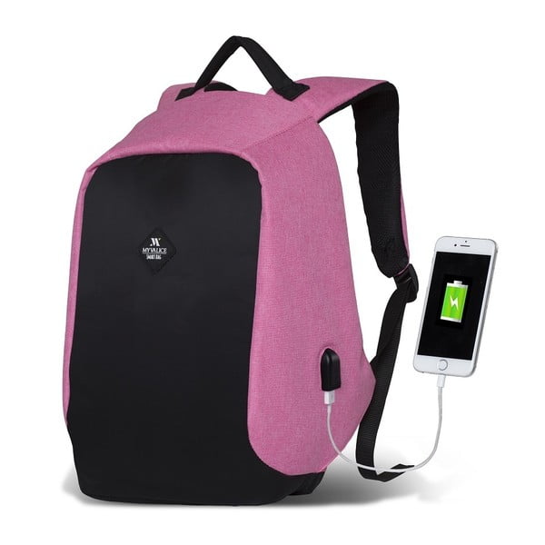 Czarno-różowy plecak z portem USB My Valice SECRET Smart Bag