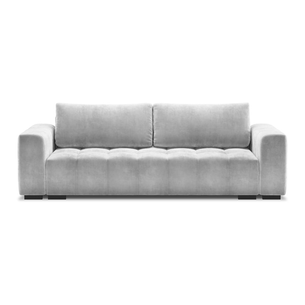 Jasnoszara aksamitna rozkładana sofa Milo Casa Luca