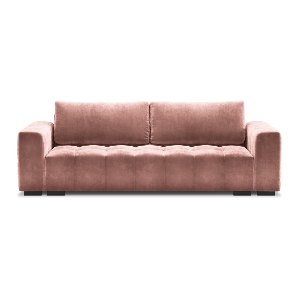 Różowa aksamitna rozkładana sofa Milo Casa Luca
