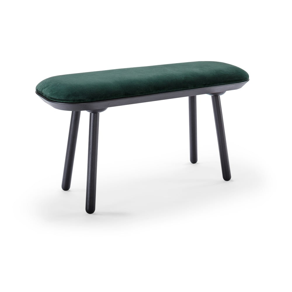 Zielono-czarna aksamitna ławka EMKO Naïve, 100 cm