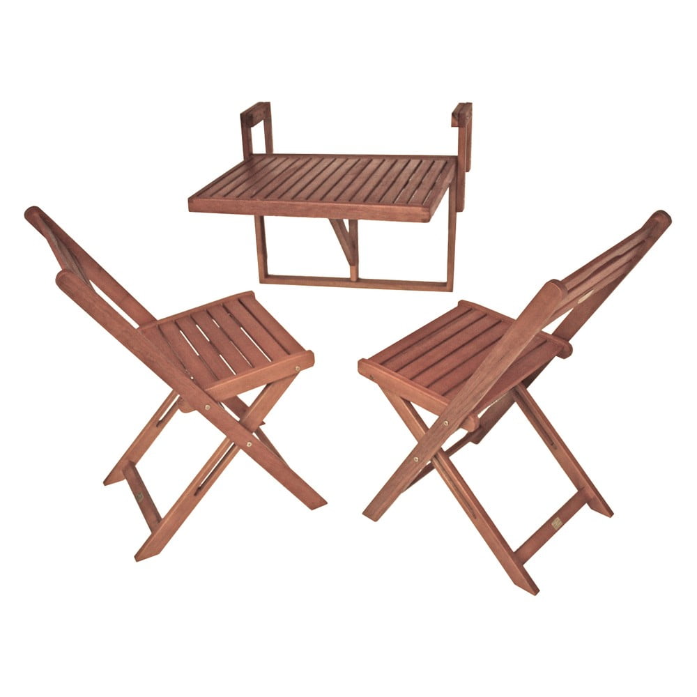 Zestaw 2 krzeseł i wiszącego stolika z drewna eukaliptusowego ADDU Balcony Berkeley