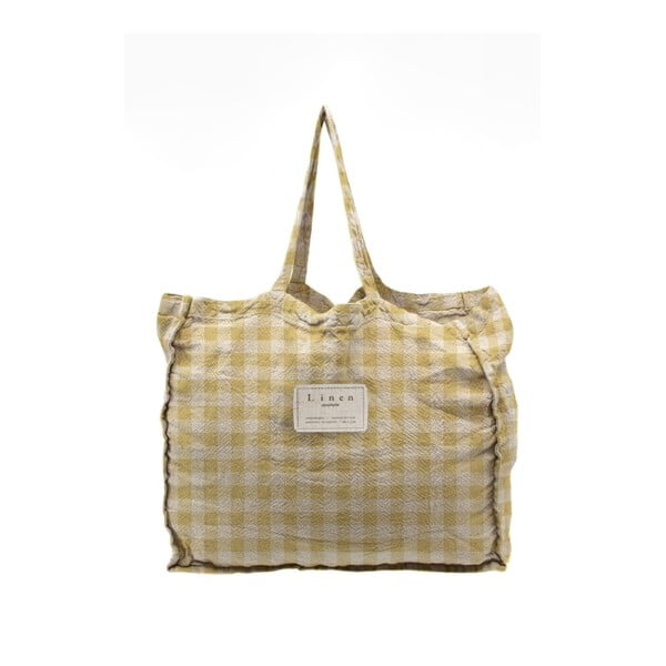 Torba materiałowa Really Nice Things Linen Bag Yellow Vichy