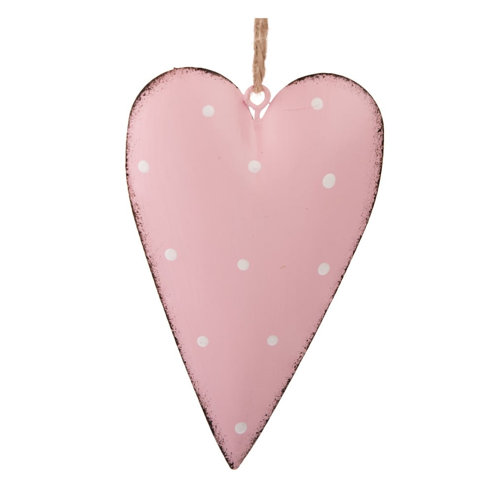 Zestaw 3 różowych metalowych wiszących dekoracji Dakls Dotty Heart