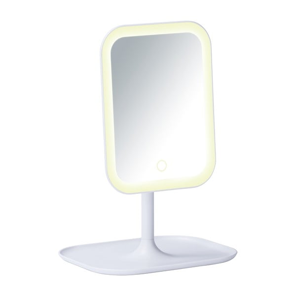 Białe lusterko kosmetyczne z podświetleniem LED Wenko Bertolio
