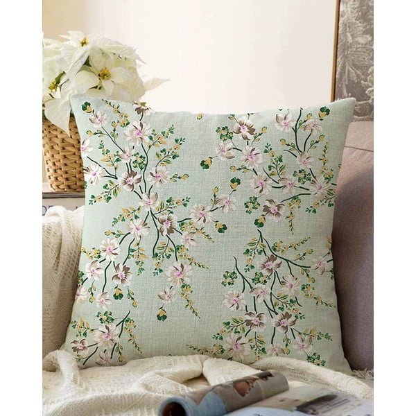 Zielona poszewka na poduszkę z domieszką bawełny Minimalist Cushion Covers Bloom, 55x55 cm