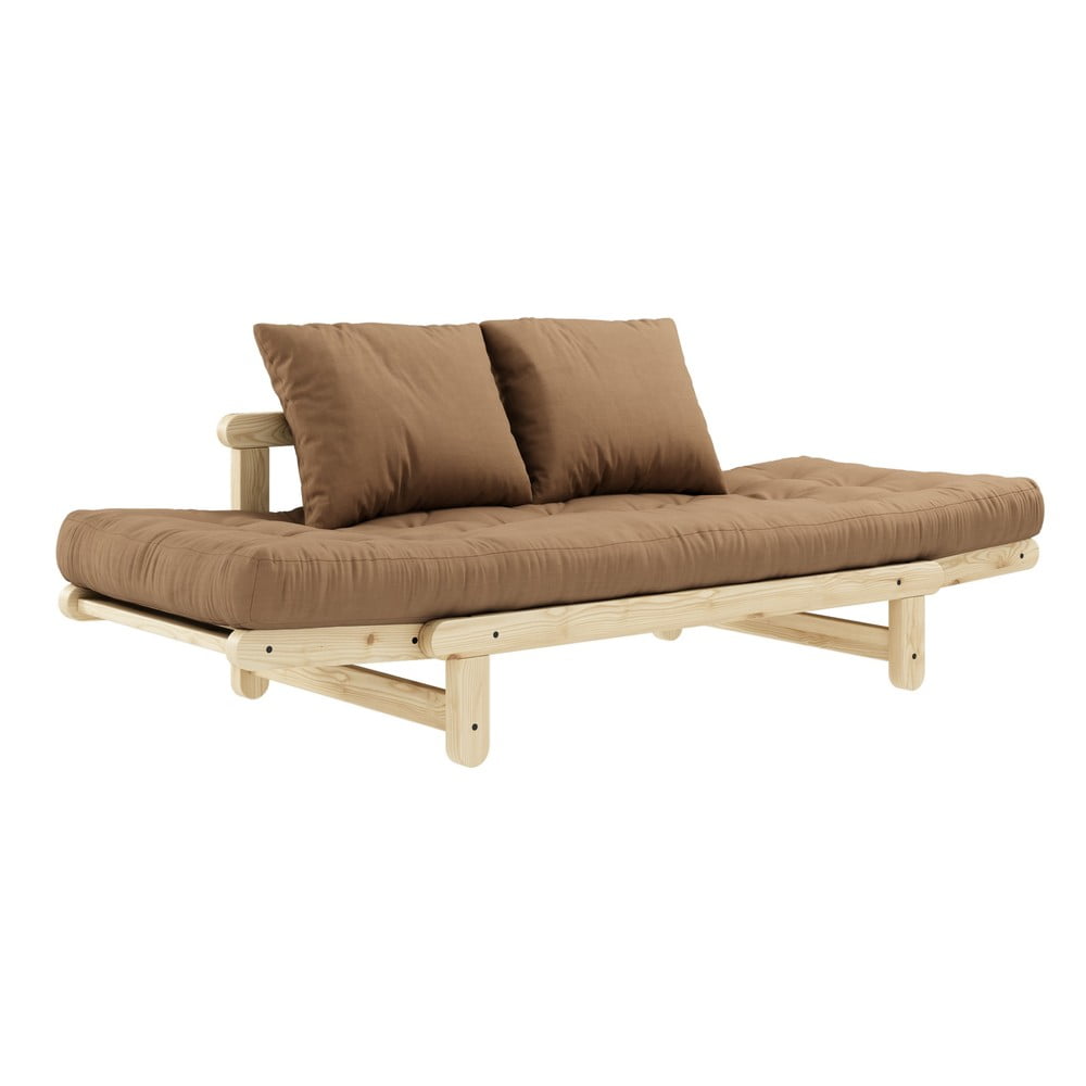 Sofa rozkładana z brązowym pokryciem Karup Design Beat Natural/Mocca