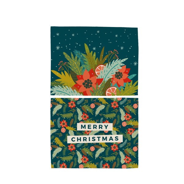 Zestaw 2 bawełnianych mat stołowych ze świątecznym motywem Butter Kings Happy Merry, 45x35 cm