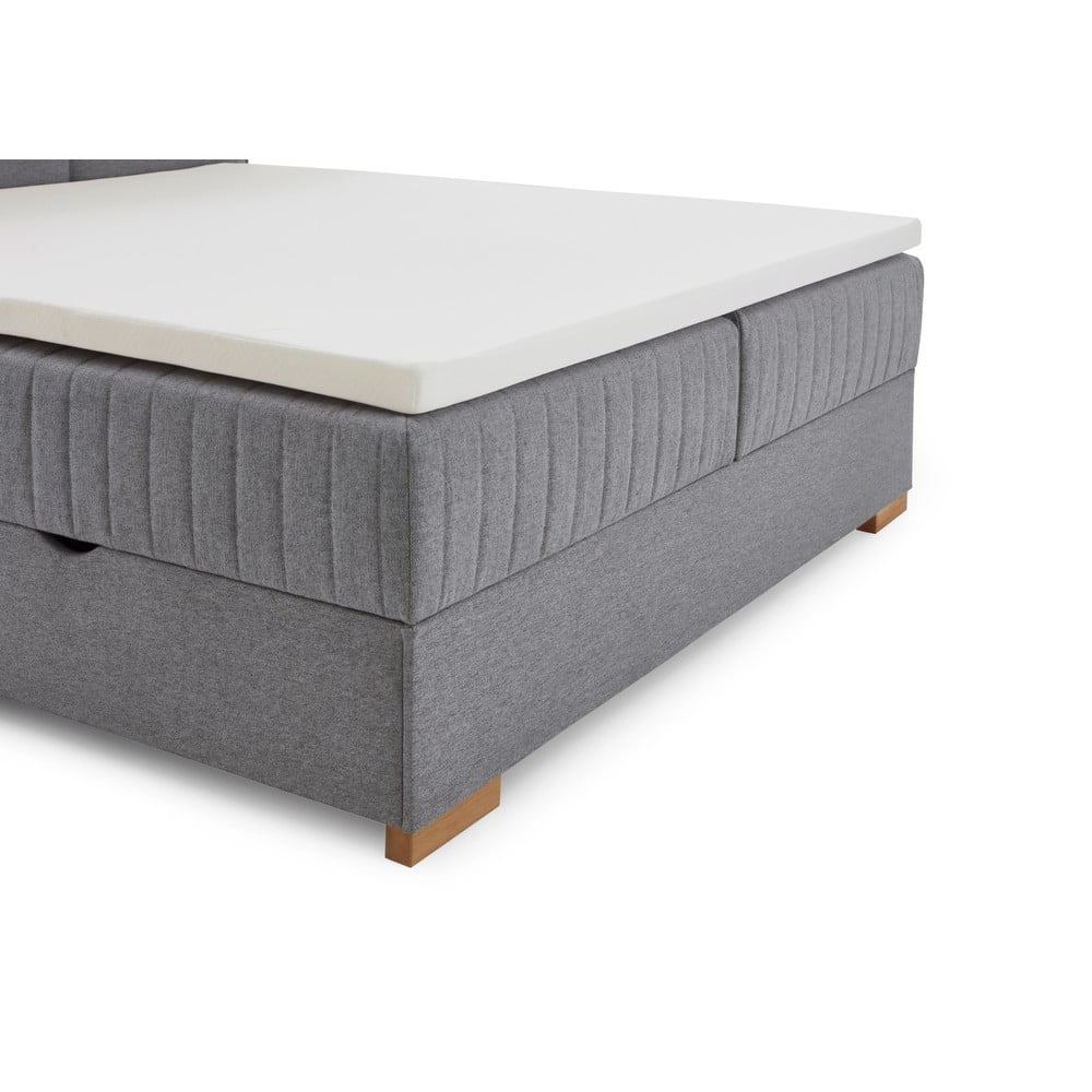 Szare łóżko boxspring ze schowkiem 180x200 cm Tambo – Meise Möbel