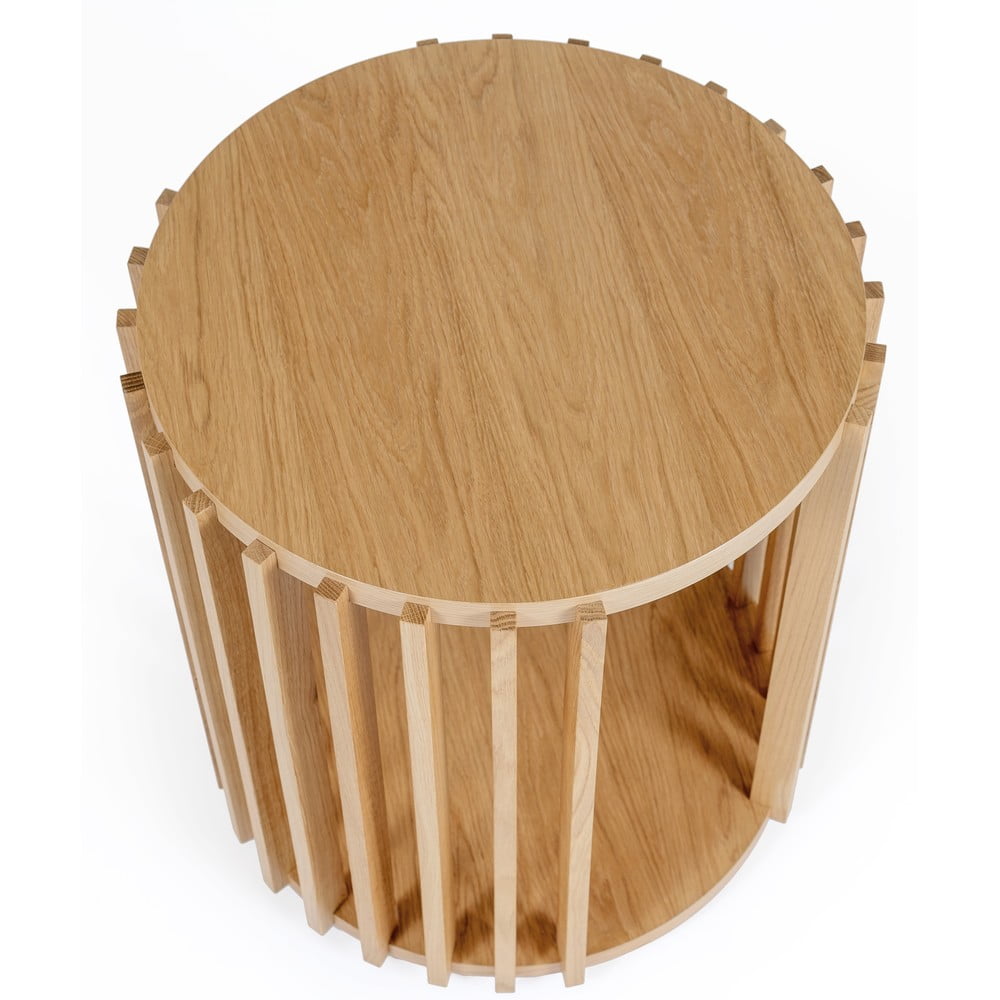 Stolik z drewna dębowego Woodman Drum, ø 53 cm