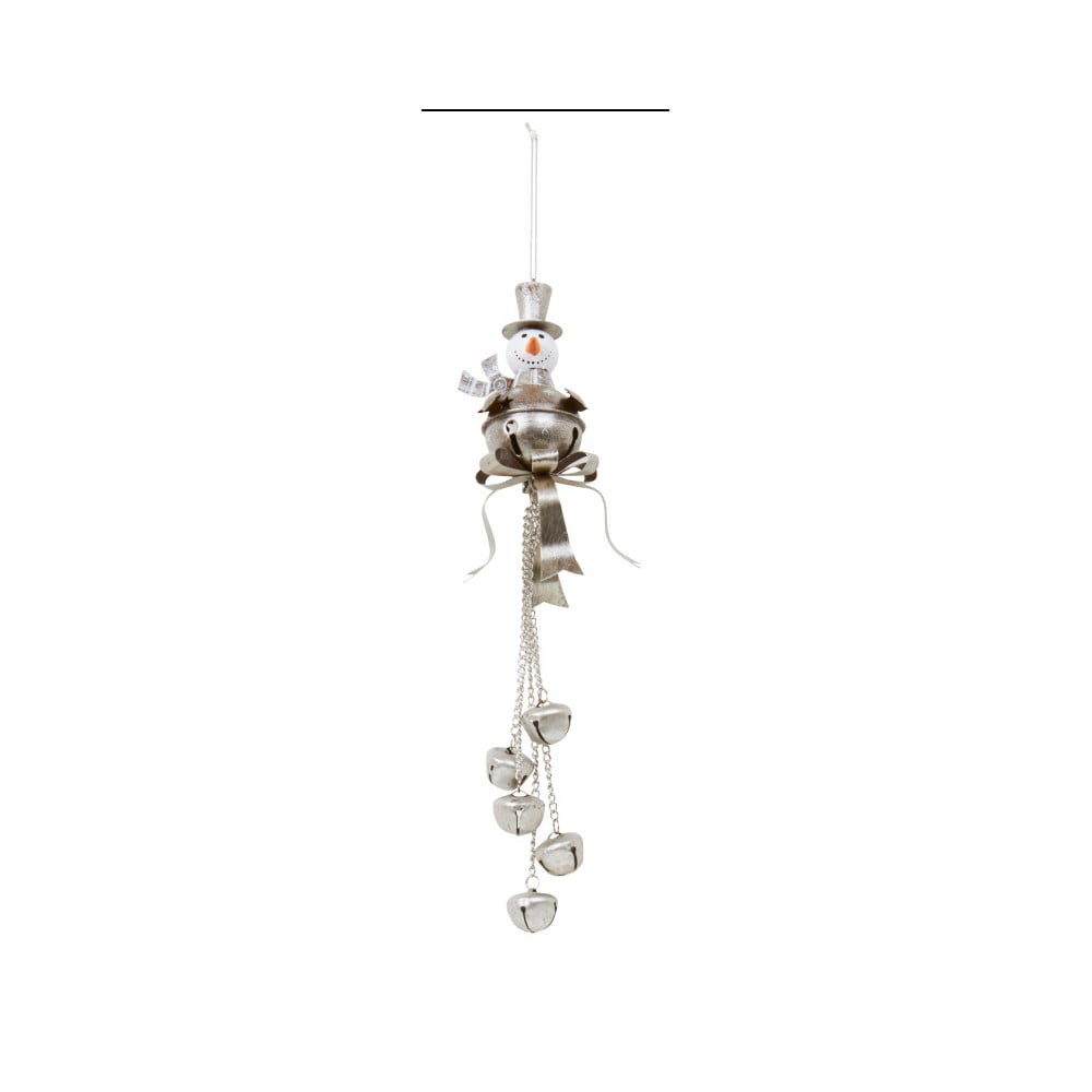 Dekoracja wisząca Archipelago Silver SNowman With Bells, 30 cm