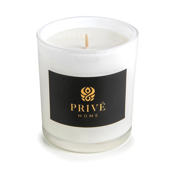 Biała świeca zapachowa Privé Home Safran - Ambre Noir, czas palenia 60 h