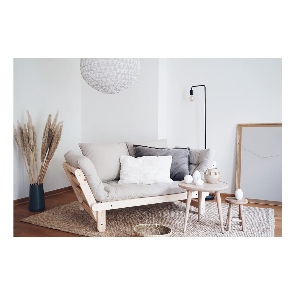 Sofa rozkładana z brązowym pokryciem Karup Design Beat Natural/Mocca