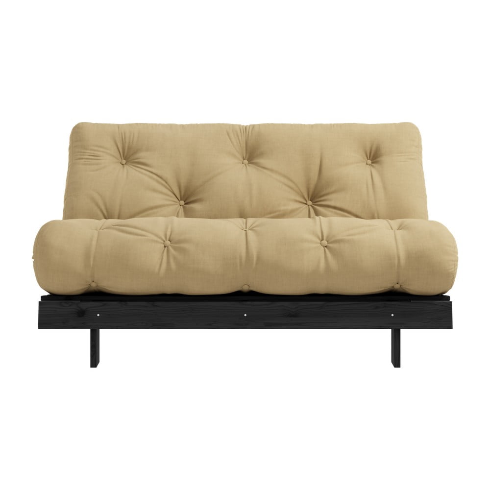 Musztardowa rozkładana sofa 140 cm Roots Black Night – Karup Design