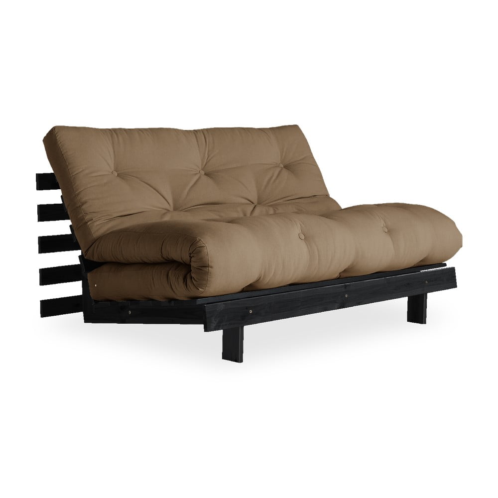 Sofa rozkładana z brązowym pokryciem Karup Design Roots Black/Mocca