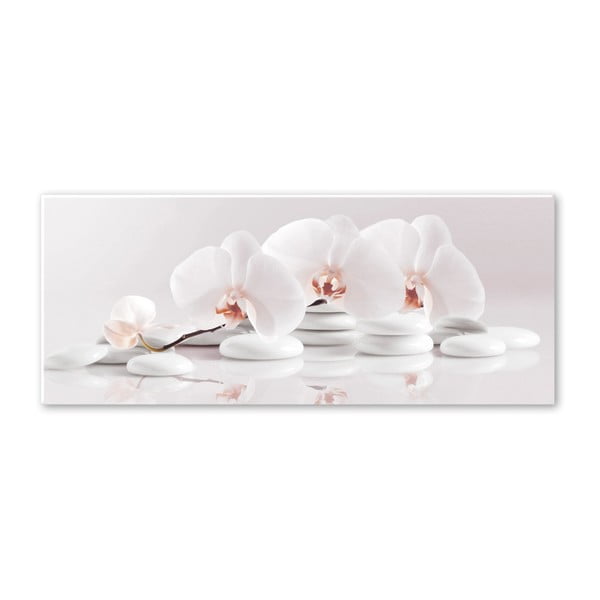 Obraz Styler Glasspik Spa & Zen White Stones, 50x125 cm