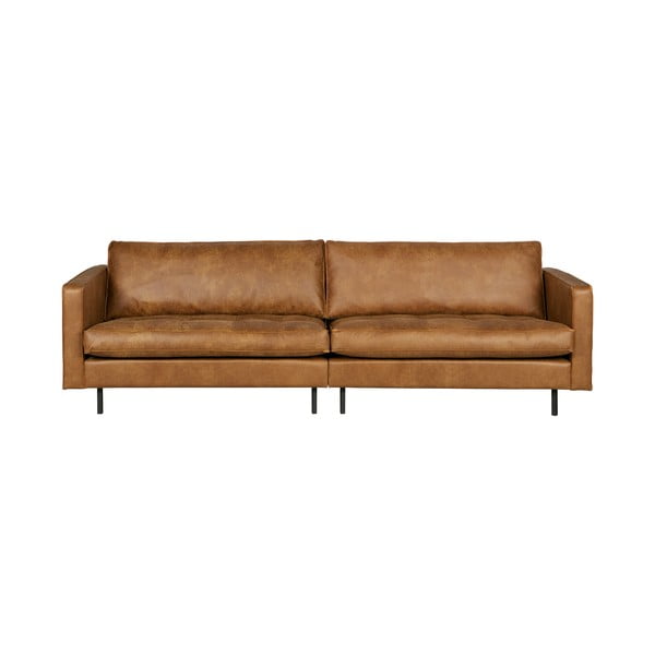 Brązowa sofa ze skóry z recyklingu BePureHome Rodeo, 277 cm