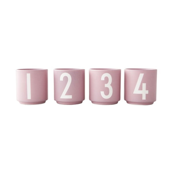 Zestaw 4 różowych kubków z imitacji porcelany Design Letters, 0,5 l