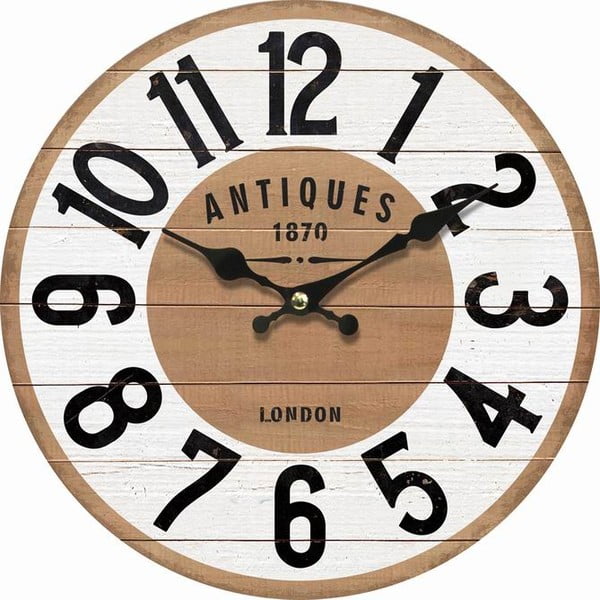 Drewniany zegar ścienny Dakls Vintage, ø 34 cm