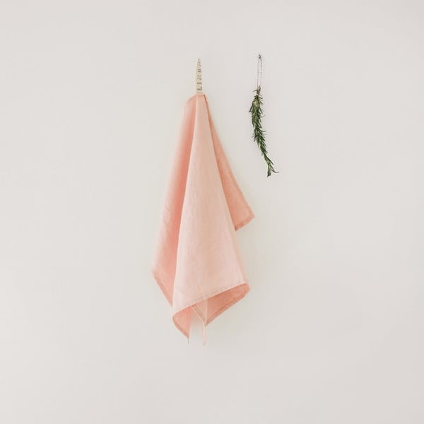 Różowy lniany ręcznik kuchenny Linen Tales, 65x45 cm