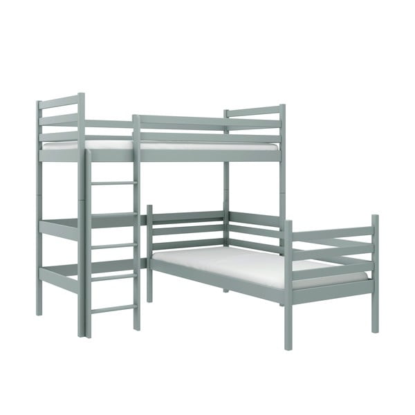 Szare łóżko piętrowe dla dzieci 90x200 cm Double - Lano Meble
