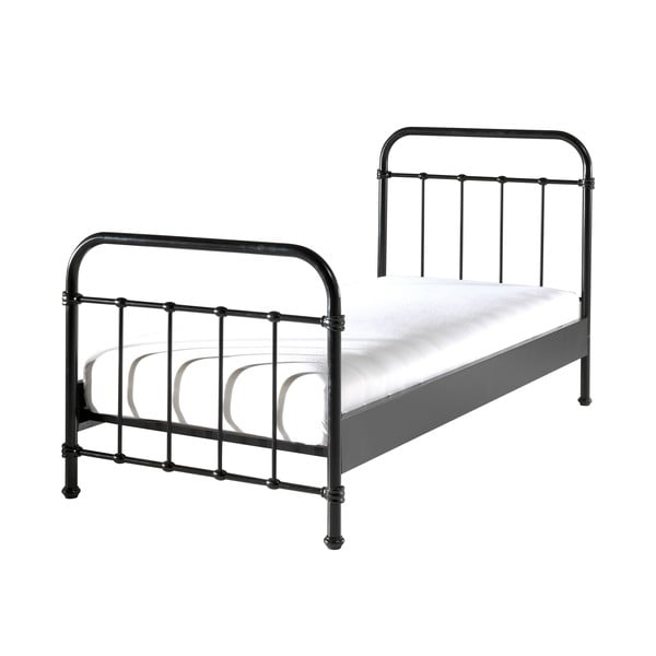 Czarne metalowe łóżko dziecięce Vipack New York, 90x200 cm