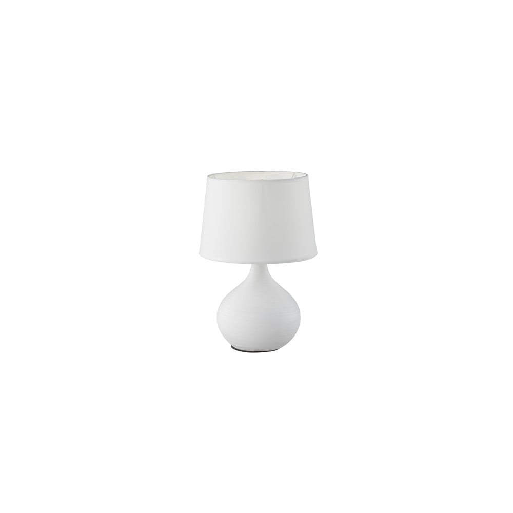 Biała lampa stołowa z ceramiki i tkaniny Trio Martin, wys. 29 cm