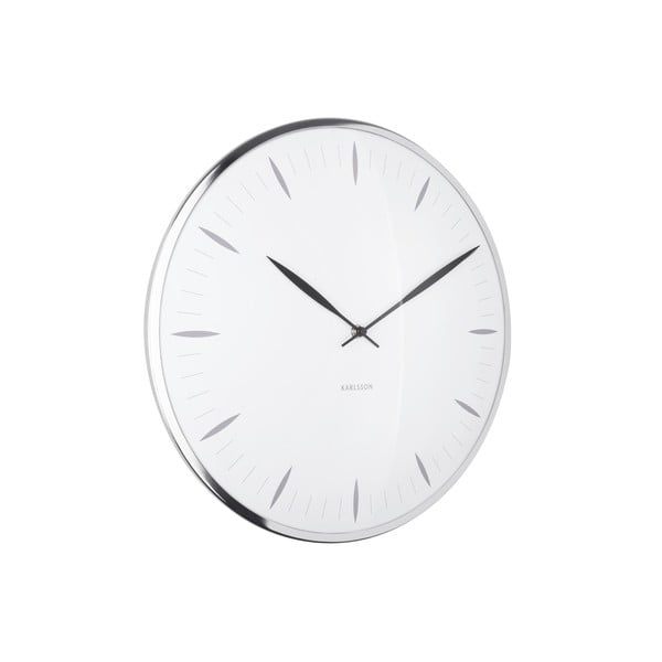 Biały szklany zegar ścienny Karlsson Leaf, ø 40 cm