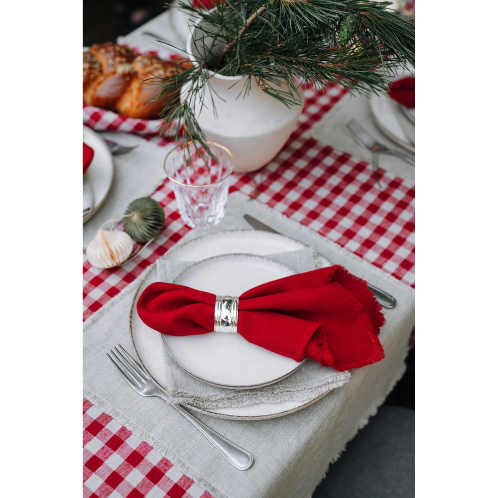 Lniany obrus 140x200 cm Red Gingham – Linen Tales