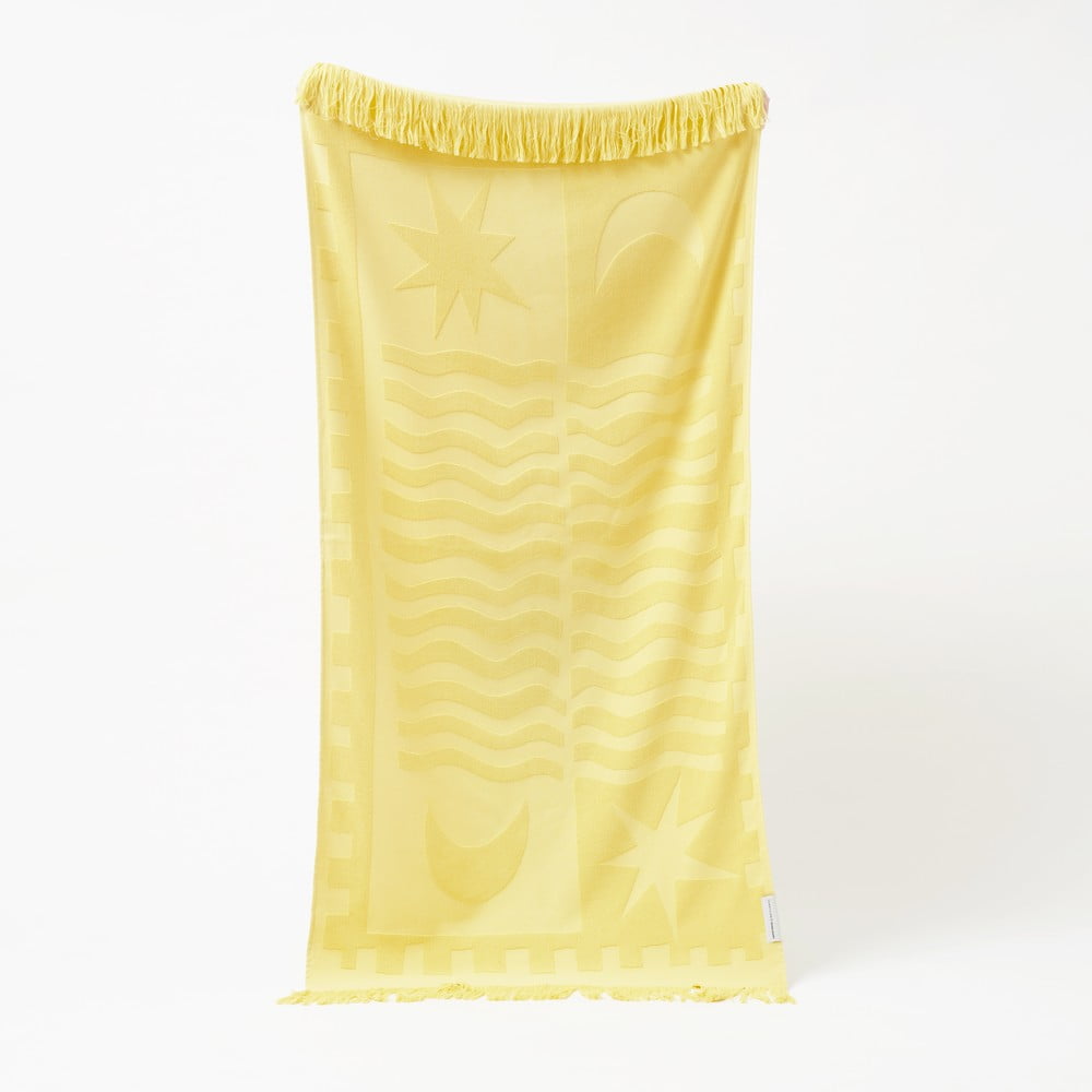 Żółty bawełniany ręcznik plażowy Sunnylife Luxe, 160x90 cm