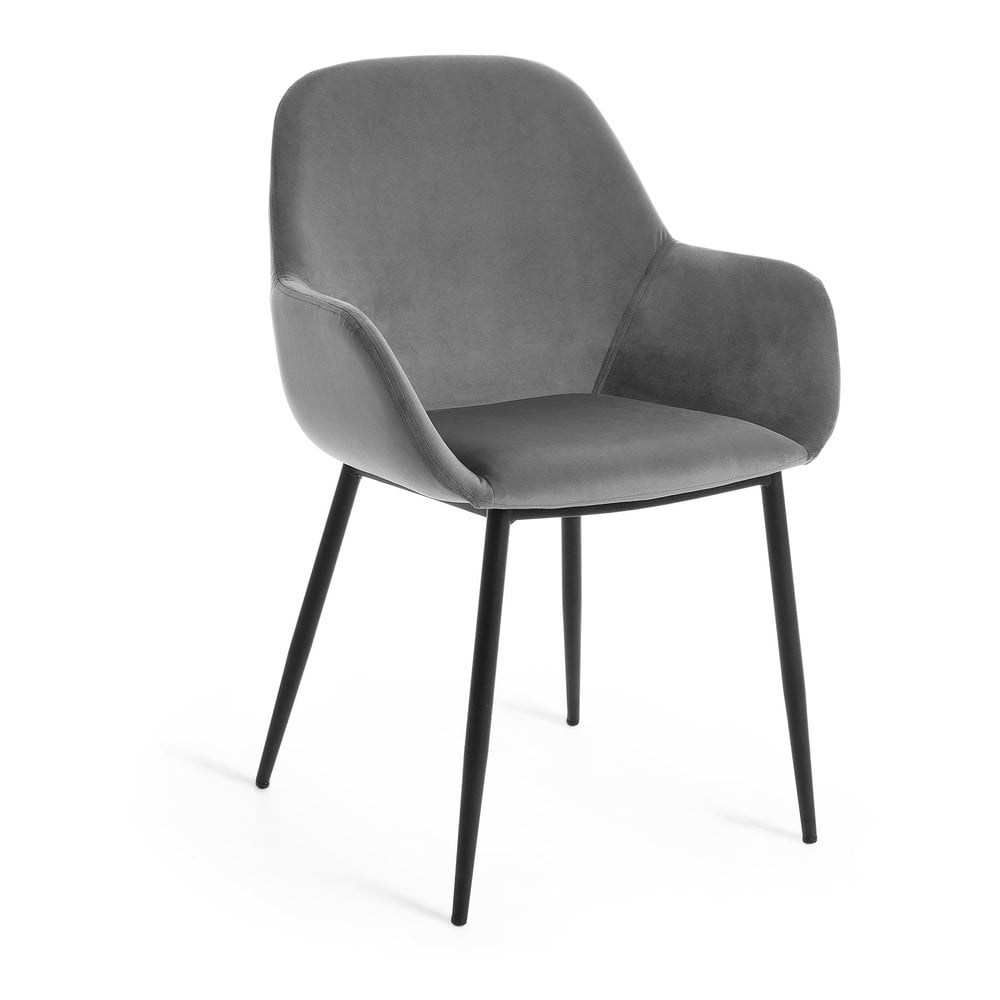 Ciemnoszare aksamitne krzesła zestaw 4 szt. Konna – Kave Home