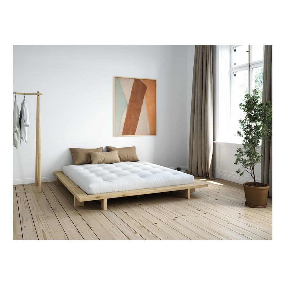 Łóżko dwuosobowe z drewna sosnowego ze stelażem 180x200 cm Japan – Karup Design