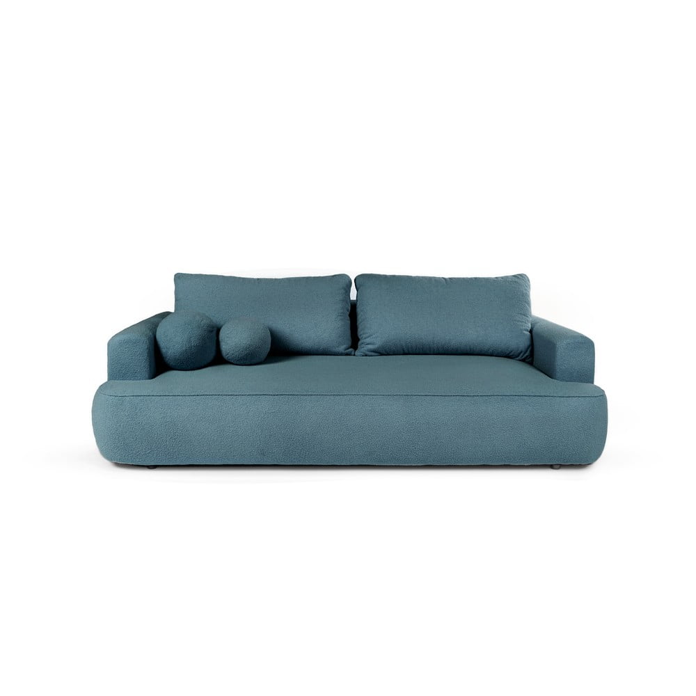 Niebieska rozkładana sofa z materiału bouclé 247 cm Quinoa – Bonami Selection