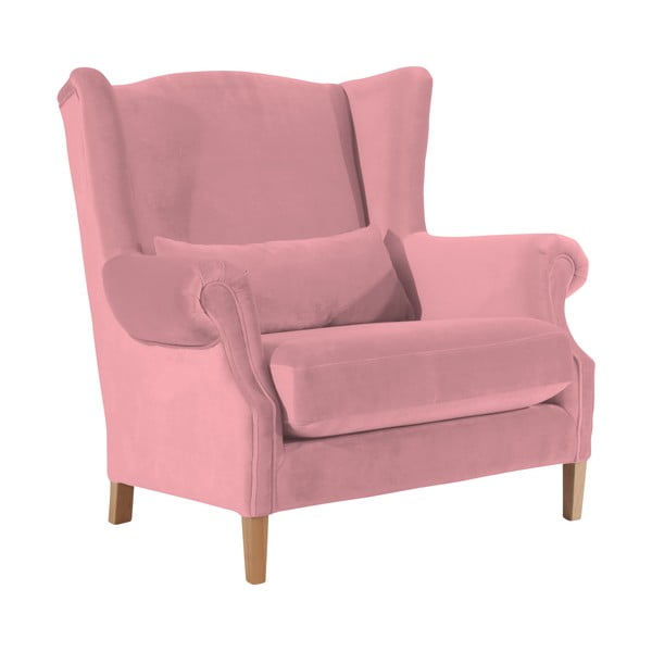 Różowy aksamitny fotel Max Winzer Harvey Velvet