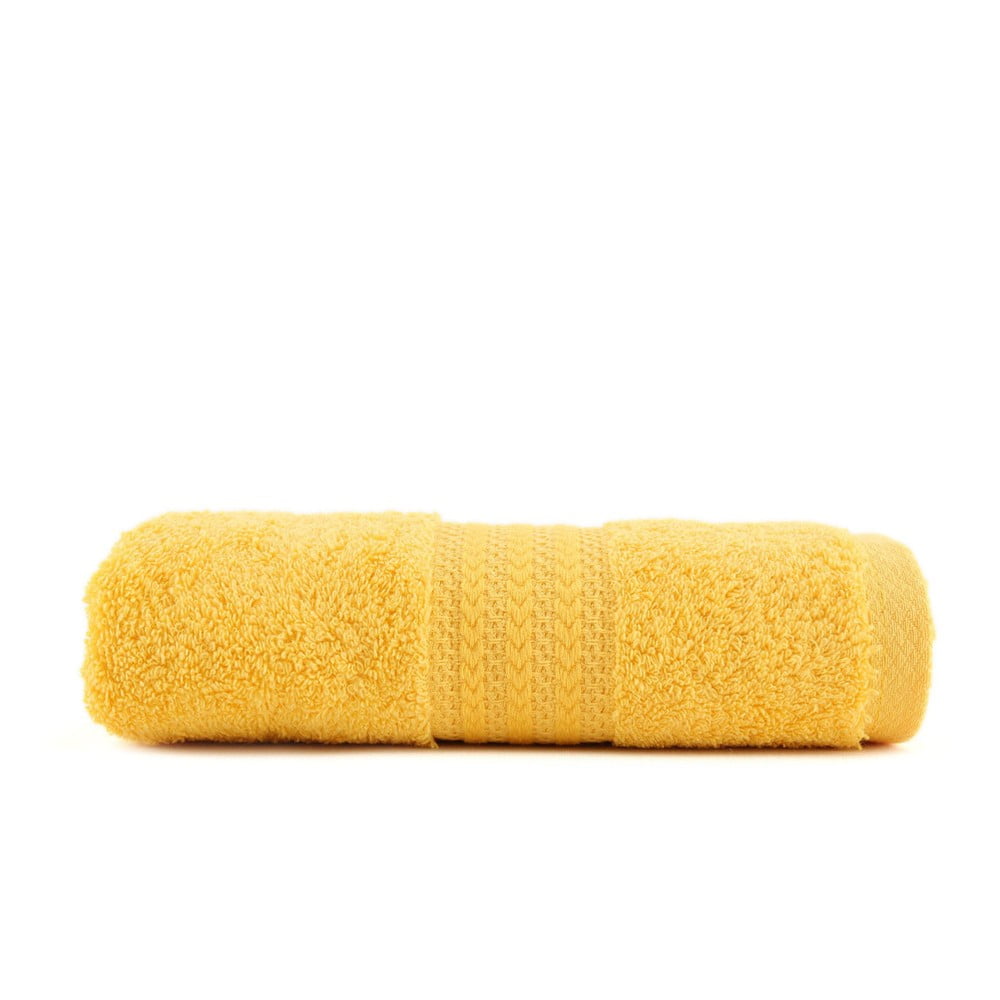 Żółty ręcznik z czystej bawełny Sunny, 70x140 cm