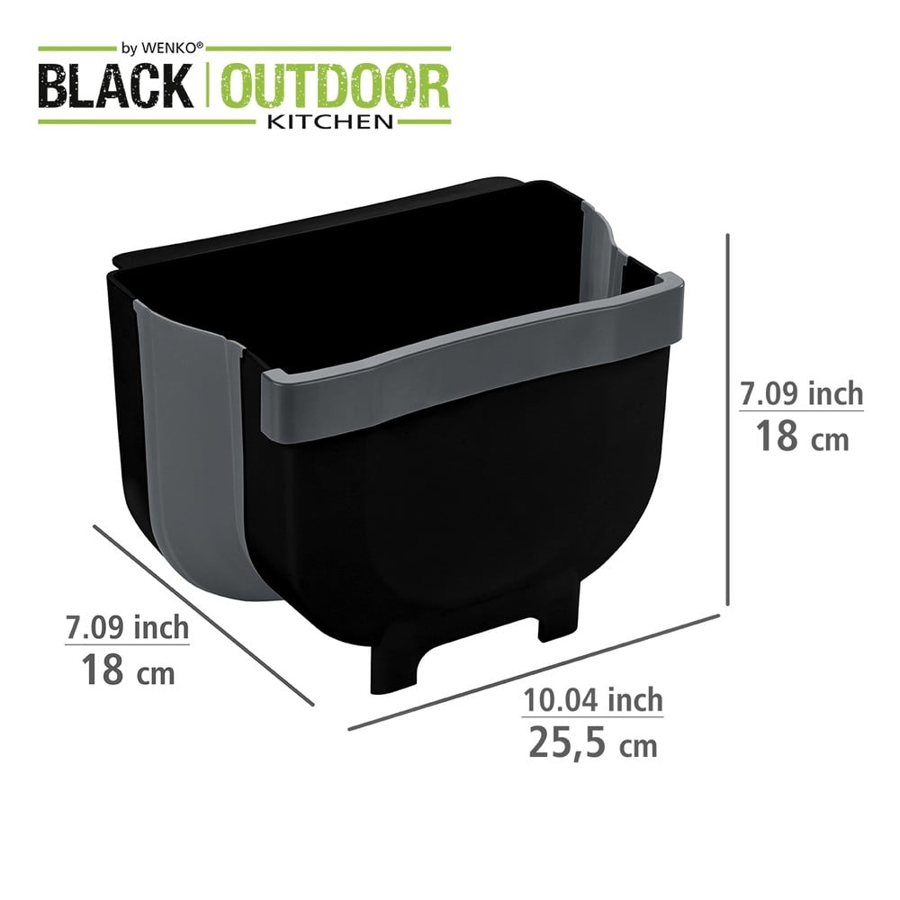 Czarny wiszący kosz na śmieci Wenko Black Outdoor Kitchen Fago, 5 l