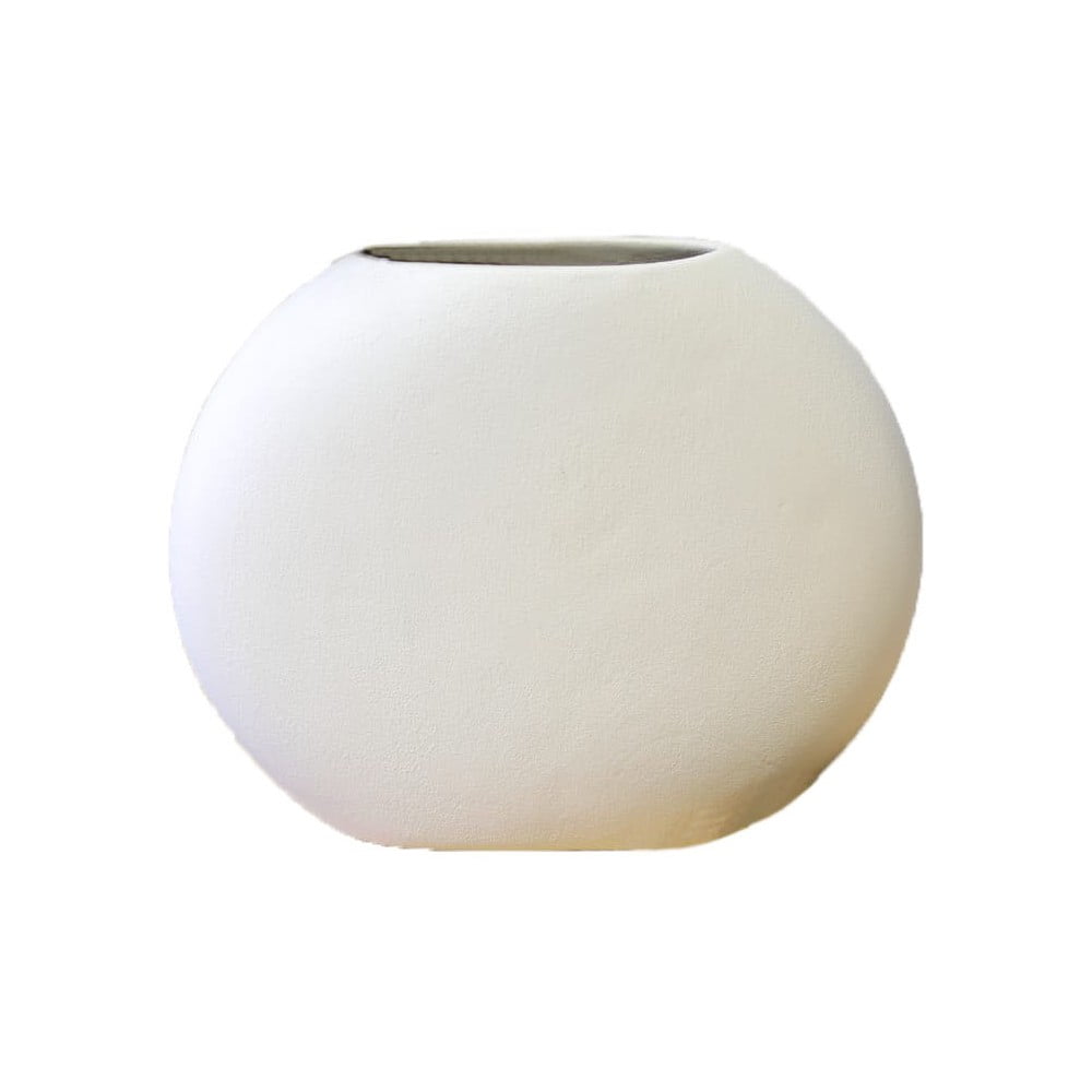 Biały owalny ceramiczny wazon Rulina Flat, wys. 21 cm