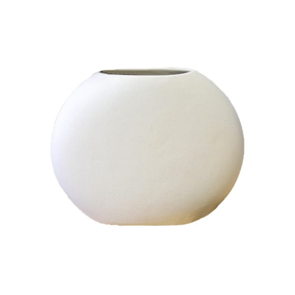 Biały owalny ceramiczny wazon Rulina Flat, wys. 21 cm