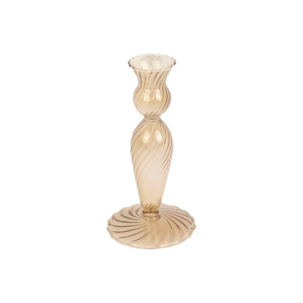 Jasnobrązowy szklany świecznik PT LIVING Swirl, wys. 17 cm