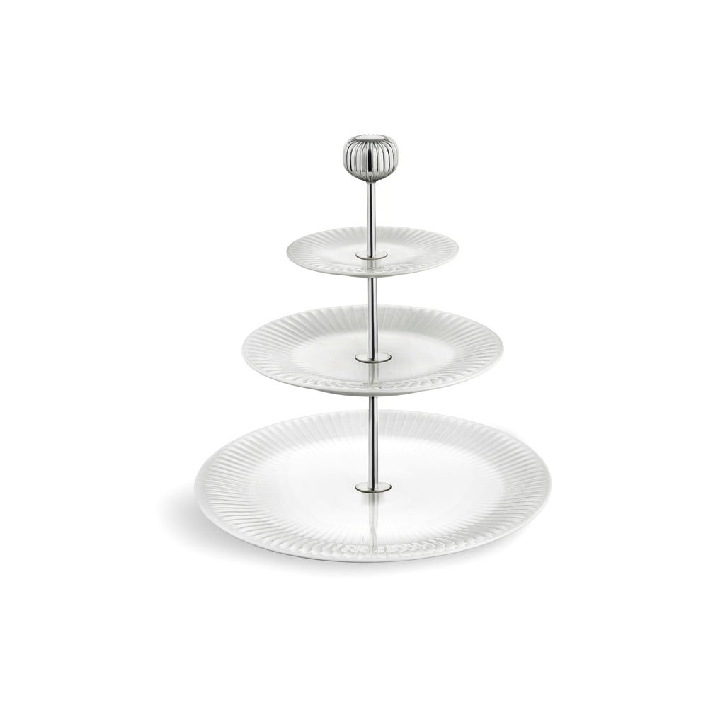 3-piętrowa biała porcelanowa etażerka Kähler Design Hammershoi Etagere,  28 cm