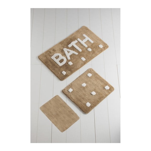 Komplet 3 brązowych dywaników łazienkowych Bath