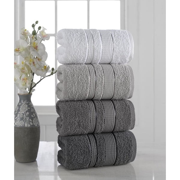 Zestaw 4 ręczników Pure Cotton Gray, 50x85 cm