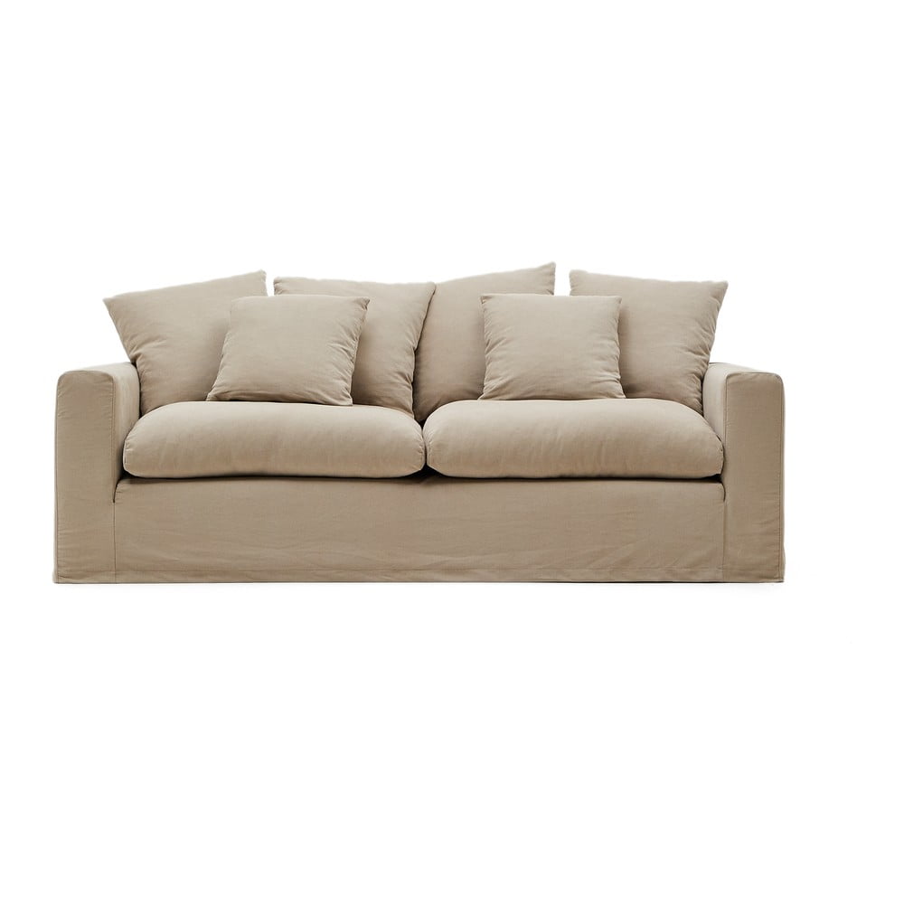 Beżowa lniana sofa 240 cm Nora – Kave Home