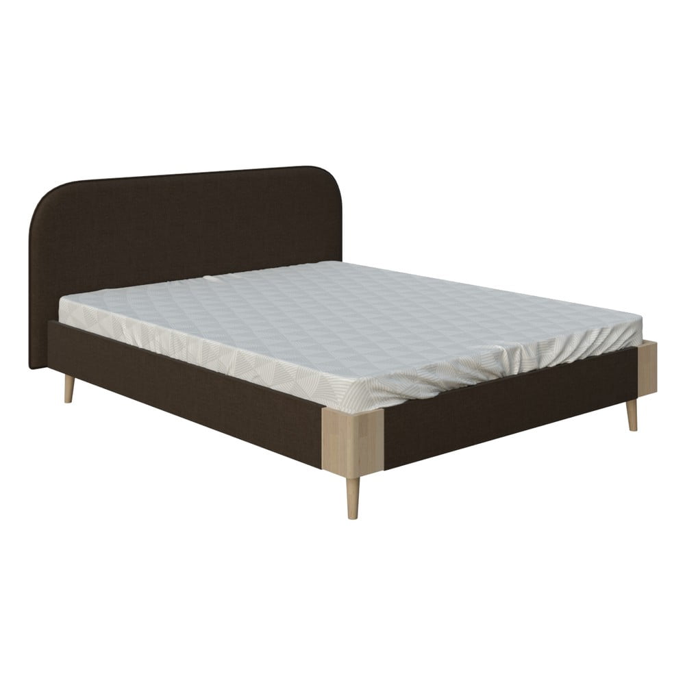 Brązowe łóżko dwuosobowe DlaSpania Lagom Plain Soft, 180x200 cm